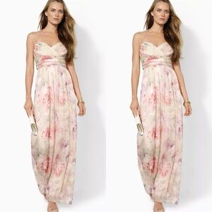 Ralph Lauren Pink Floral Sweetheart Neckline Halter Maxi Dress (Size 8)